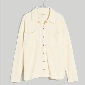 Madewell Waffle Knit Shirt-Jacket Cream Small Shacket NWT